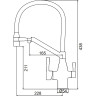 Смеситель для кухни с гибким изливом FRAP F4397-5 с подключением фильтра питьевой воды сатин/черный